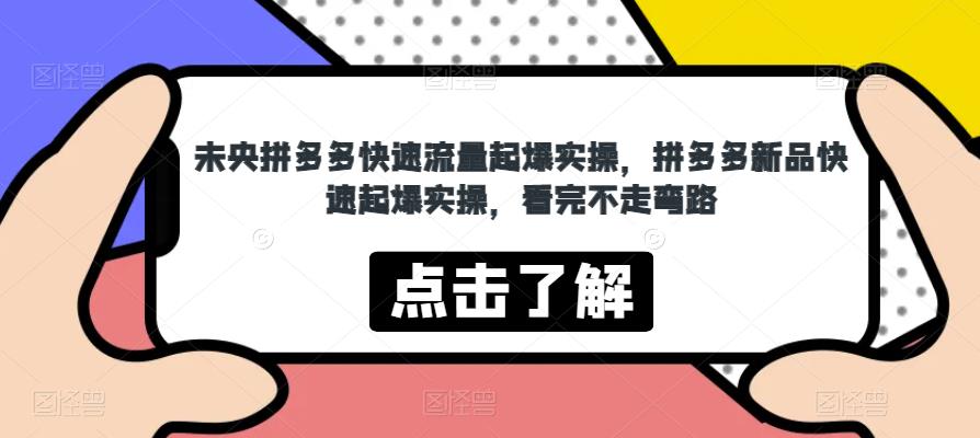 未央拼多多快速流量起爆实操，拼多多新品快速起爆实操，看完不走弯路-副创网