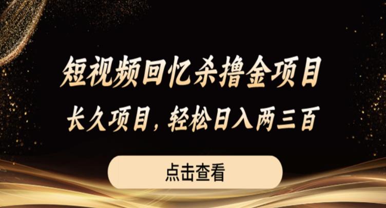 短视频回忆杀撸金项目，长久项目，轻松日入两三张【揭秘】-大海创业网