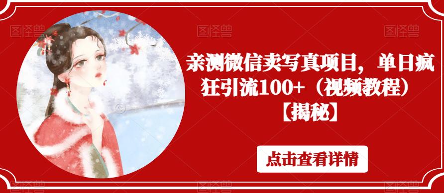 亲测微信卖写真项目，单日疯狂引流100+（视频教程）【揭秘】-大海创业网