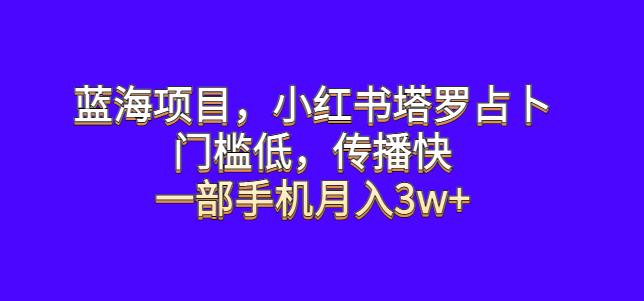 蓝海项目，小红书塔罗占卜，门槛低，传播快，一部手机月入3w+【揭秘】-小禾网创