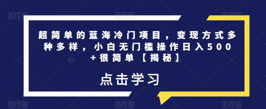 超简单的蓝海冷门项目，变现方式多种多样，小白无门槛操作日入500+很简单【揭秘】-优优云网创