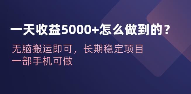 一天收益5000+怎么做到的？无脑搬运即可，长期稳定项目，一部手机可做【揭秘】-西遇屋