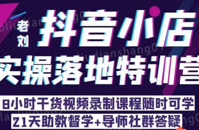 老刘·抖店商品卡流量，​抖音小店实操落地特训营，8小时干货视频录制课程随时可学-诺贝网创