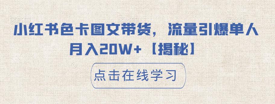 小红书色卡图文带货，流量引爆单人月入20W+【揭秘】-八一网创分享