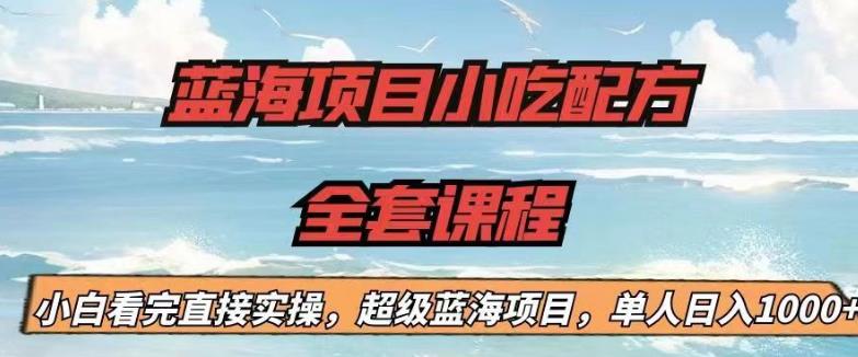 蓝海项目小吃配方全套课程，小白看完直接实操，单人日入1000+【揭秘】-八一网创分享