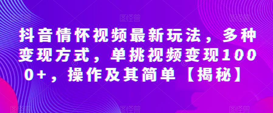 抖音情怀视频最新玩法，多种变现方式，单挑视频变现1000+，操作及其简单【揭秘】-八一网创分享