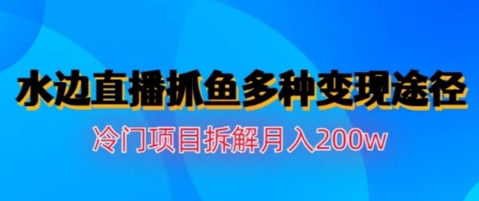 水边直播抓鱼，多种变现途径冷门项目，月入200w拆解【揭秘】-易创网