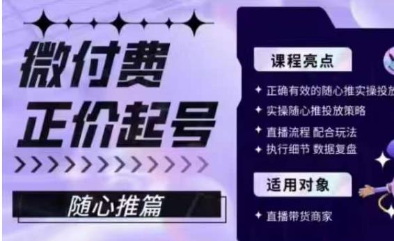 微付费正价起号（随心推篇），正确有效的随心推实操投放-花生资源网