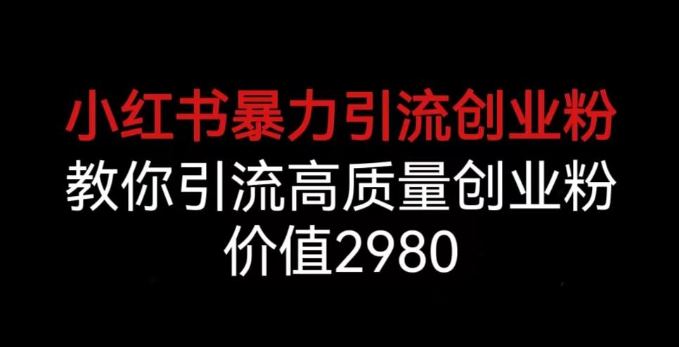 小红书暴力引流创业粉，教你引流高质量创业粉，价值2980【揭秘】-休闲网赚three