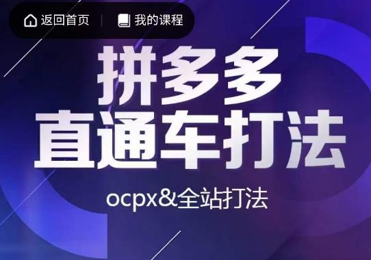 互力·拼多多直通车打法，ocpx&全站打法-枫客网创