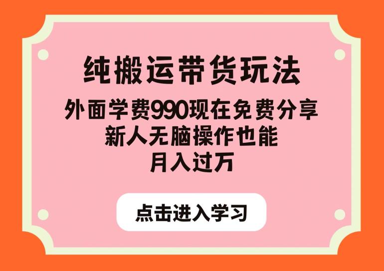 纯搬运带货玩法，外面学费990现在免费分享，新人无脑操作也能月入过万【揭秘】-大海创业网