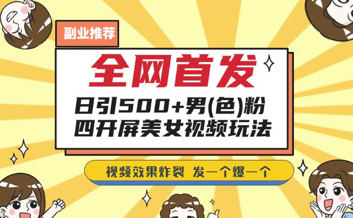 全网首发，日引500+男粉美女视频四开屏玩法，发一个爆一个【揭秘】-枫客网创