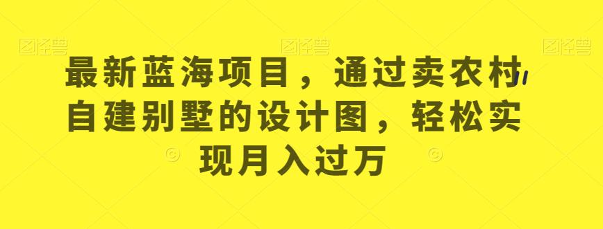 最新蓝海项目，通过卖农村自建别墅的设计图，轻松实现月入过万【揭秘】-大海创业网