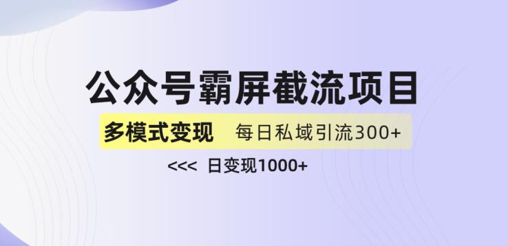 公众号霸屏截流项目+私域多渠道变现玩法，全网首发，日入1000+【揭秘】 - 当动网创