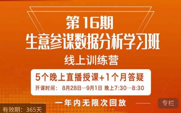 宁静·生意参谋数据分析学习班，解决商家4大痛点，学会分析数据，打造爆款！-小禾网创