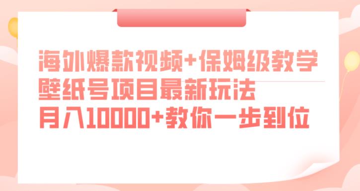 海外爆款视频+保姆级教学，壁纸号项目最新玩法，月入10000+教你一步到位【揭秘】-启航188资源站