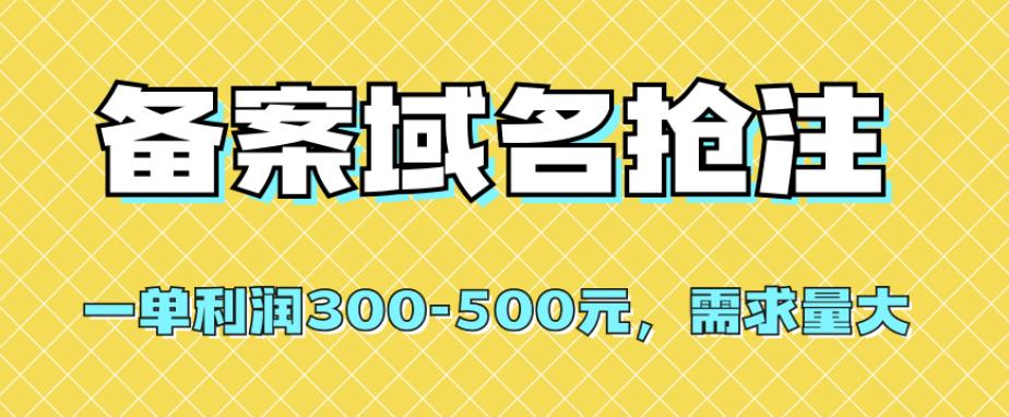 【全网首发】备案域名抢注，一单利润300-500元，需求量大-北少网创