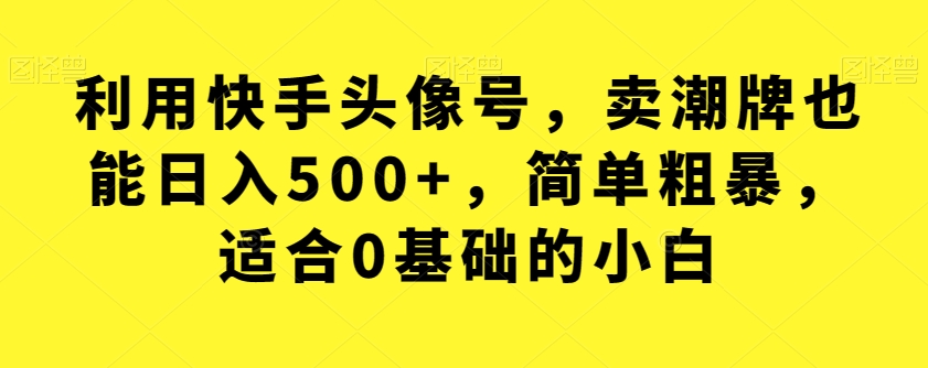 利用快手头像号，卖潮牌也能日入500+，简单粗暴，适合0基础的小白【揭秘】-深鱼云创