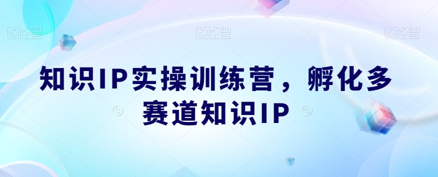 知识IP实操训练营，​孵化多赛道知识IP-八一网创分享