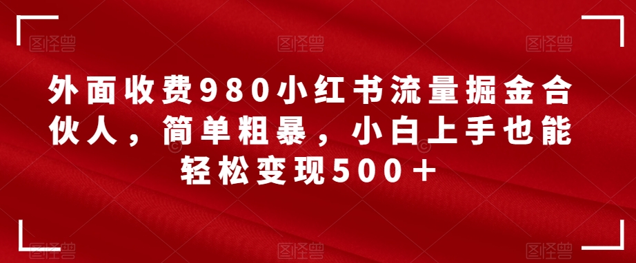 外面收费980小红书流量掘金合伙人，简单粗暴，小白上手也能轻松变现500＋【揭秘】-花生资源网