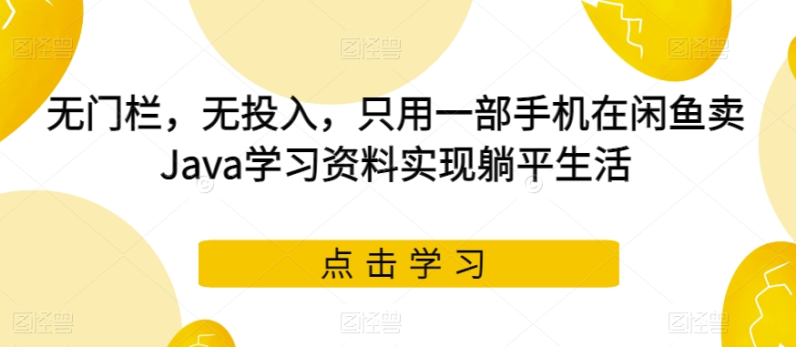 无门栏，无投入，只用一部手机在闲鱼卖Java学习资料实现躺平生活【揭秘】-枫客网创