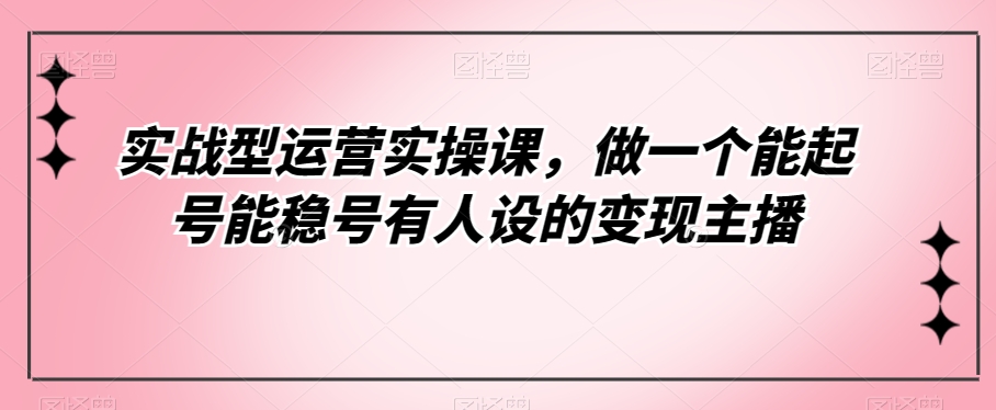 实战型运营实操课，做一个能起号能稳号有人设的变现主播-创享网