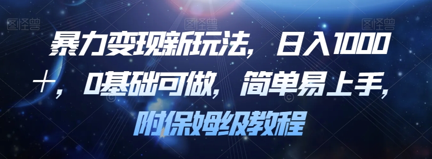 暴力变现新玩法，日入1000＋，0基础可做，简单易上手，附保姆级教程【揭秘】-大海创业网