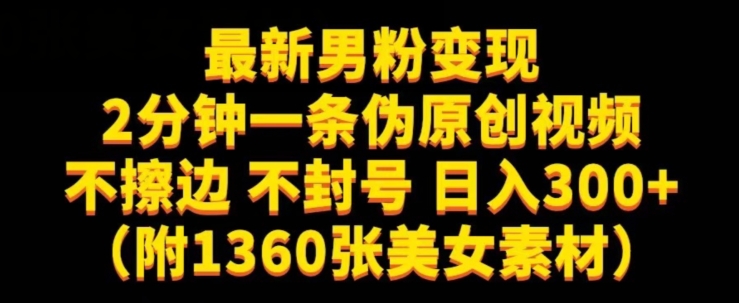 最新男粉变现，不擦边，不封号，日入300+（附1360张美女素材）【揭秘】-大海创业网