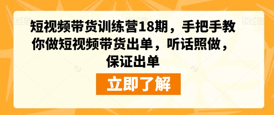 短视频带货训练营18期，手把手教你做短视频带货出单，听话照做，保证出单-深鱼云创