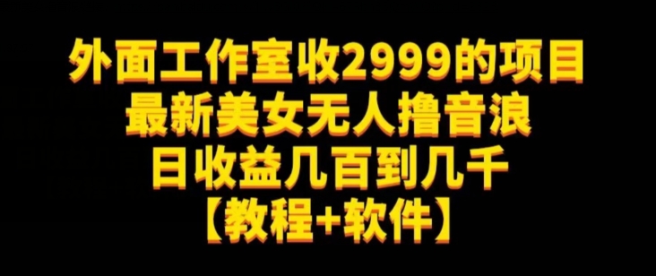 外面工作室收2999的项目最新美女无人撸音浪日收益几百到几千【教程+软件】（仅揭秘）-优优云网创