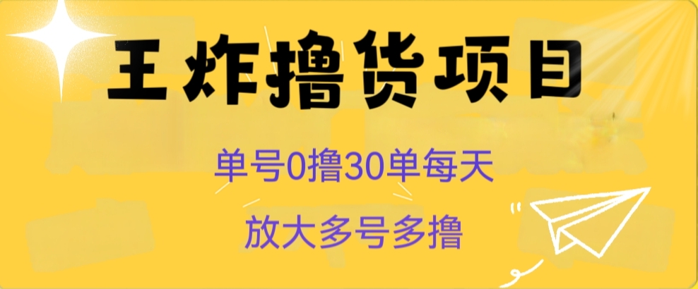 王炸撸货项目，单号0撸30单每天，多号多撸【揭秘】-休闲网赚three