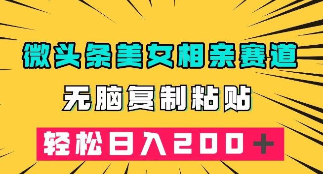 微头条冷门美女相亲赛道，无脑复制粘贴，轻松日入200＋【揭秘】-休闲网赚three