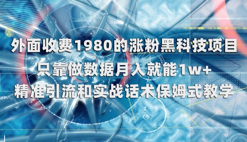 外面收费1980的涨粉黑科技项目，只靠做数据月入就能1w+【揭秘】-星云网创