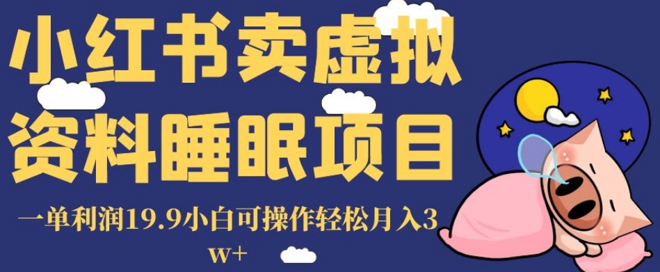 小红书卖虚拟资料睡眠项目，一单利润19.9小白可操作轻松月入3w+【揭秘】-点石成金