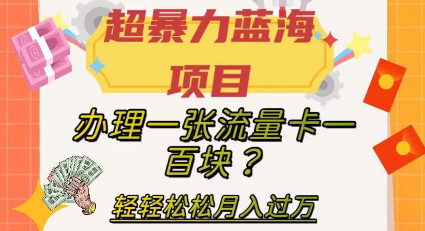 超暴力蓝海项目，办理一张流量卡一百块？轻轻松松月入过万，保姆级教程【揭秘】清迈曼芭椰创赚-副业项目创业网清迈曼芭椰