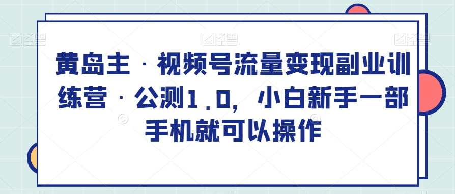 黄岛主·视频号流量变现副业训练营·公测1.0，小白新手一部手机就可以操作-八一网创分享