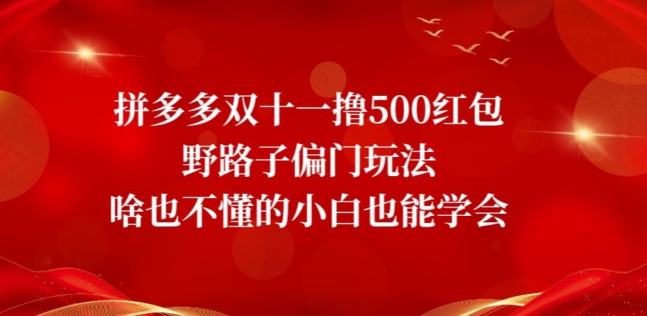 拼多多双十一撸500红包野路子偏门玩法，啥也不懂的小白也能学会【揭秘】-小禾网创