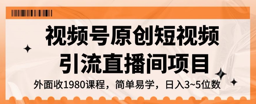 视频号原创短视频引流直播间项目，日入3~5五位数【揭秘】-雨辰网创分享