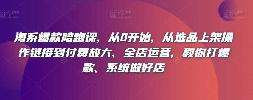 淘系爆款陪跑课，从0开始，从选品上架操作链接到付费放大、全店运营，教你打爆款、系统做好店-副创网