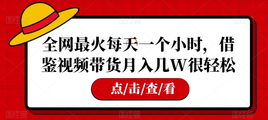 全网最火每天一个小时，借鉴视频带货月入几W很轻松【揭秘】-轻创淘金网