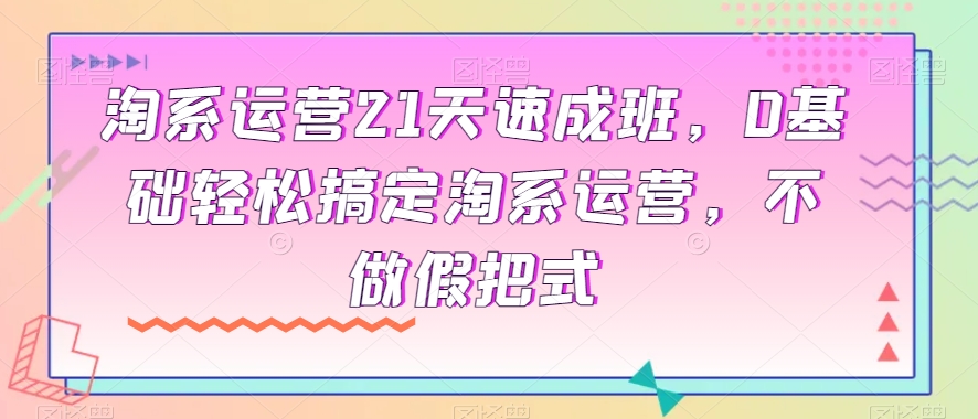 淘系运营21天速成班，0基础轻松搞定淘系运营，不做假把式-雨辰网创分享