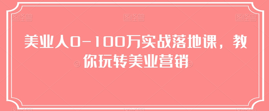 美业人0-100万实战落地课，教你玩转美业营销清迈曼芭椰创赚-副业项目创业网清迈曼芭椰