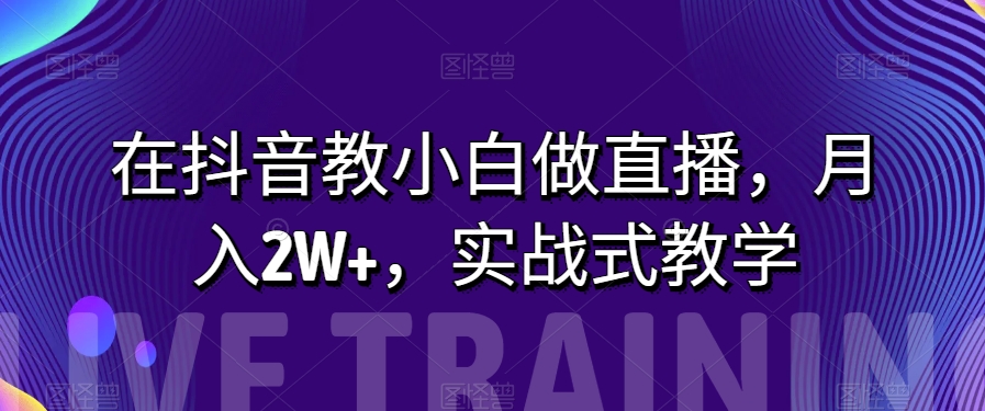 在抖音教小白做直播，月入2W+，实战式教学【揭秘】-枫客网创