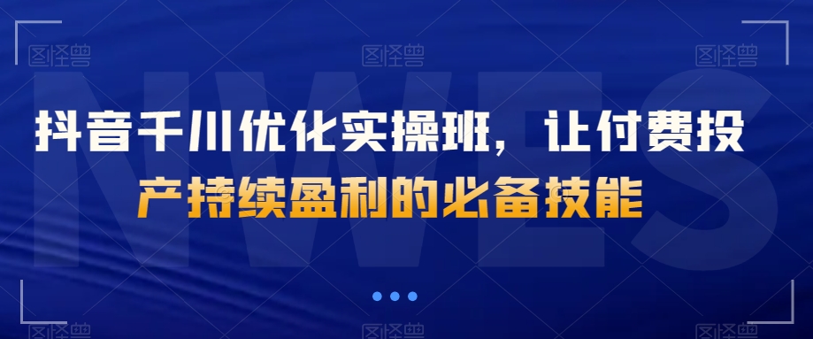 抖音千川优化实操班，让付费投产持续盈利的必备技能-大海创业网