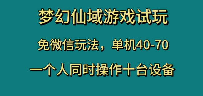 梦幻仙域游戏试玩，免微信玩法，单机40-70，一个人同时操作十台设备【揭秘】-花生资源网