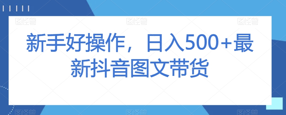 新手好操作，日入500+最新抖音图文带货【揭秘】-枫客网创