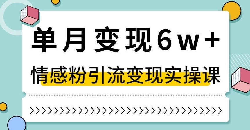 单月变现6W+，抖音情感粉引流变现实操课，小白可做，轻松上手，独家赛道【揭秘】-我要项目网