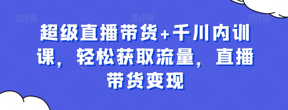 超级直播带货+千川内训课，轻松获取流量，直播带货变现-大海创业网