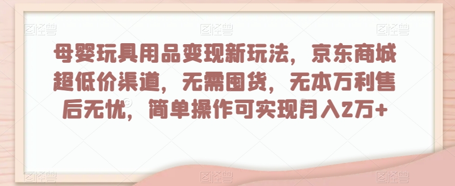 母婴玩具用品变现新玩法，京东商城超低价渠道，简单操作可实现月入2万+【揭秘】-星云网创