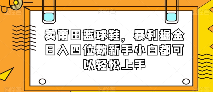 卖莆田篮球鞋，暴利掘金日入四位数新手小白都可以轻松上手【揭秘】-深鱼云创